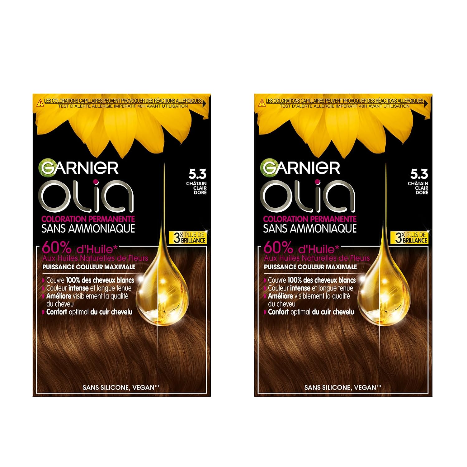 GARNIER — Coloration permanente sans ammoniaque 5.3 marron doré