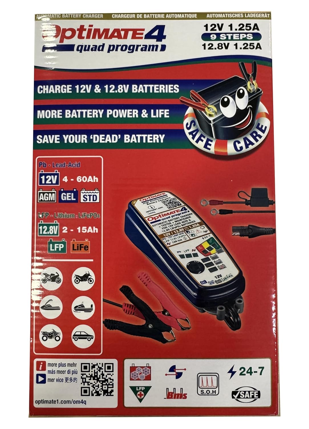 TECMATE OptiMate TM630 — Chargeur de batterie quad programme