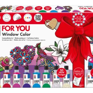 MARABU Aquarelle Window Color Fun & Fancy for You 50 modèles/ 2 Films A3 et 10 x 80ml, Ensemble de 161 pièces