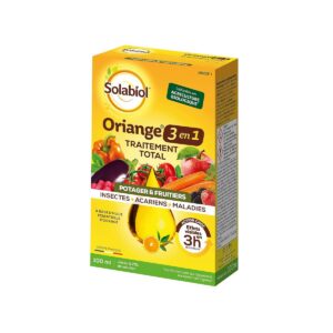SOLABIOL Oriange Traitement Total 3 en 1 - Insectes Acariens Maladies - 100ml - 25L De Solution - Potagers & Fruitiers - A Base d’Huile Essentielle D'Orange Douce SOTOTPOT100