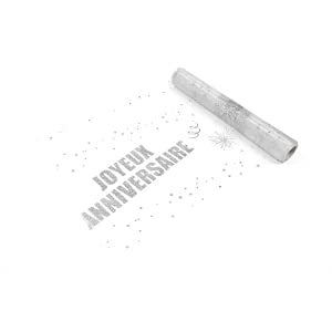 JOYEUX ANNIVERSAIRE — Chemin de table organza argent 29 cm x 5 m – Image 3