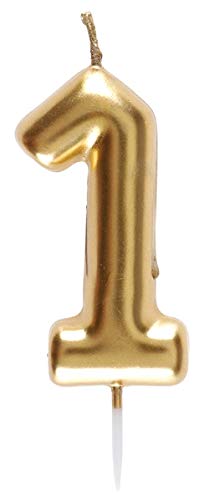 SANTEX MARIAGE — Bougie dorée chiffre 1 9 cm