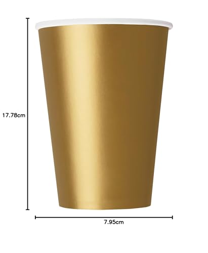 UNIQUE PARTY — Lot de 14 Gobelets en Carton dorés 270 ml – Image 13
