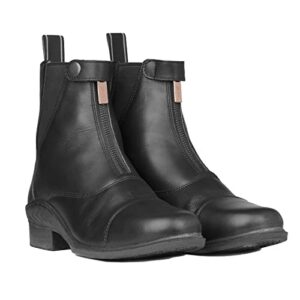 HORZE — Bottines Jodhpur en cuir noir, zip avant, 39