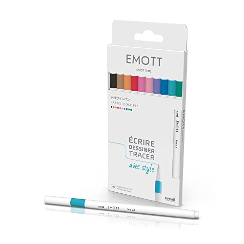 UNI BALL Emott — 10 feutres pastel pointe 0,4 mm
