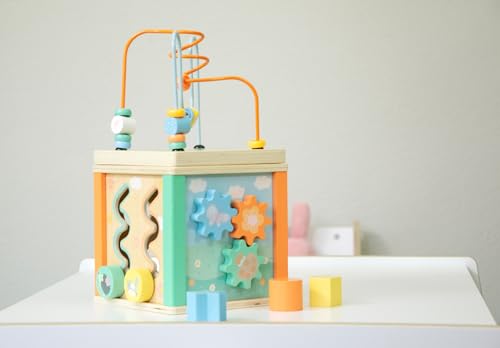 SMALL FOOT — Cube de motricité en bois pastel – Image 2