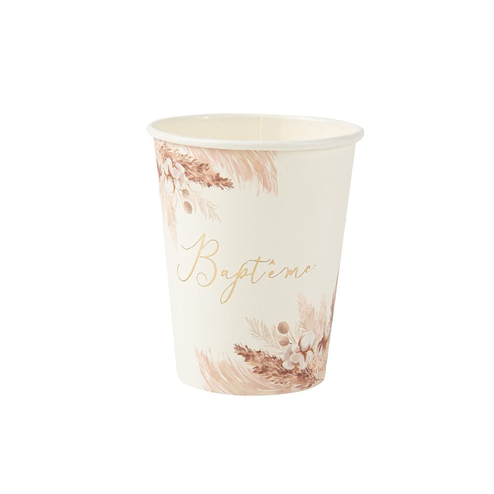 ARTIFETES — 8 gobelets en carton Baptême 255ml Blanc – Image 4