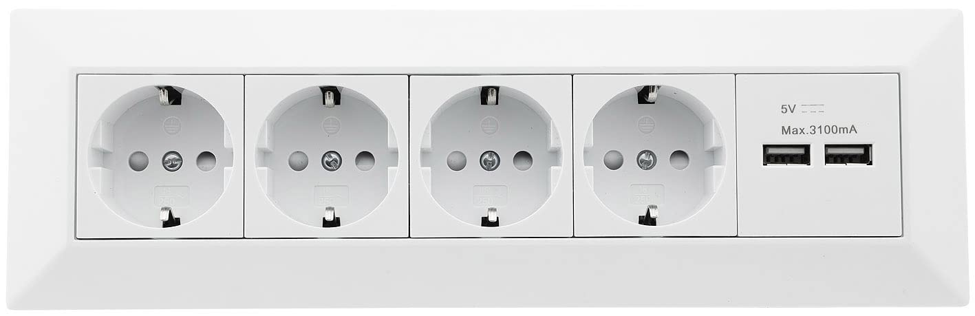 BLOC — Bloc multiprise 4 prises + 2 ports USB-A blanc – Image 2