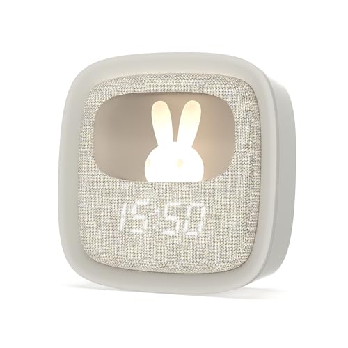 MOBILITY ON BOARD Billy Clock — Réveil veilleuse enfant lapin gris – Image 2