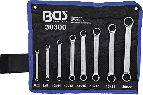 BGS — Jeu de clés à œil doubles extra plates 6-22 mm 8 pièces