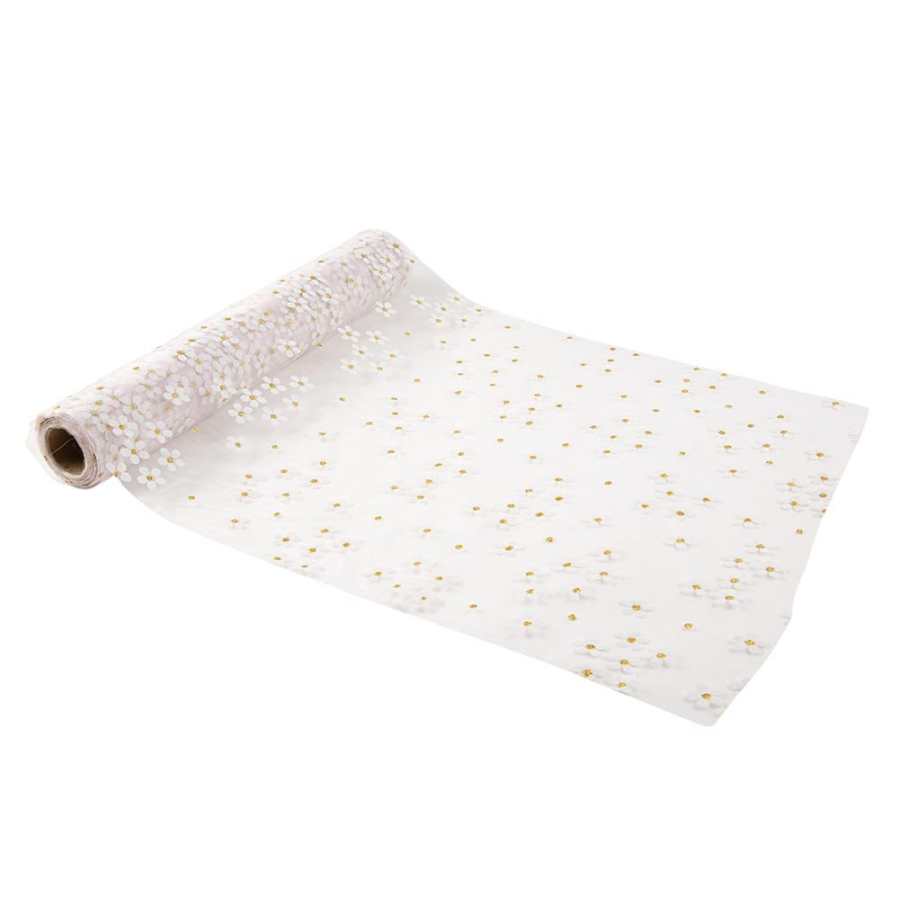 ARTIFETES — Chemin de table en organza marguerites 28 cm x 5 m