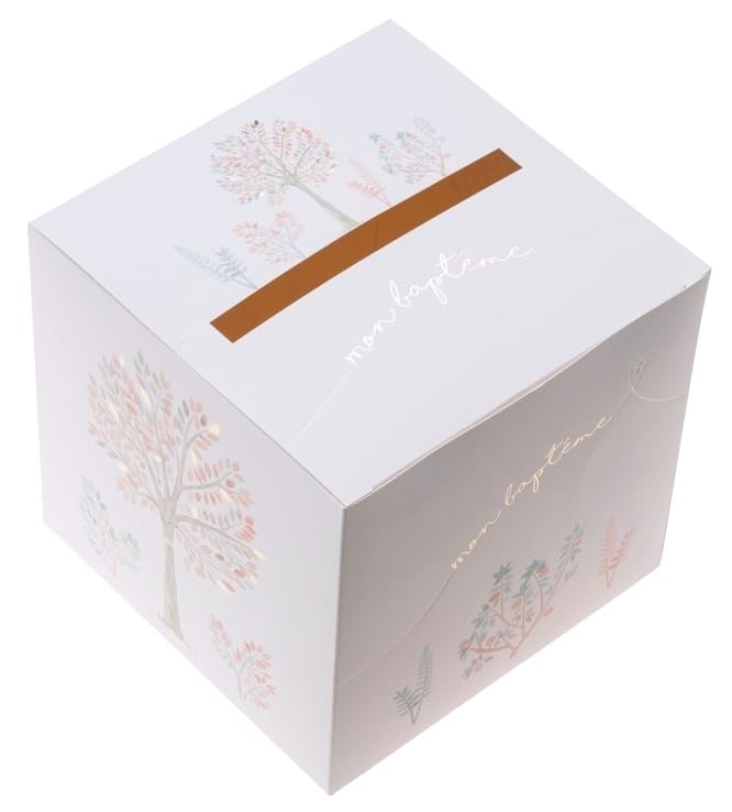 CHAKS — Tirelire de baptême carrée en carton 20 cm