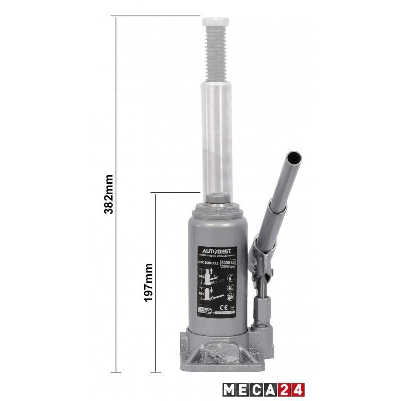 AUTOBEST — Cric hydraulique bouteille 5 tonnes 200 à 382 mm – Image 2
