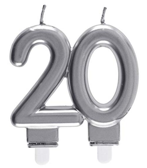 SANTEX — Bougie d’Anniversaire 20 ans Argent