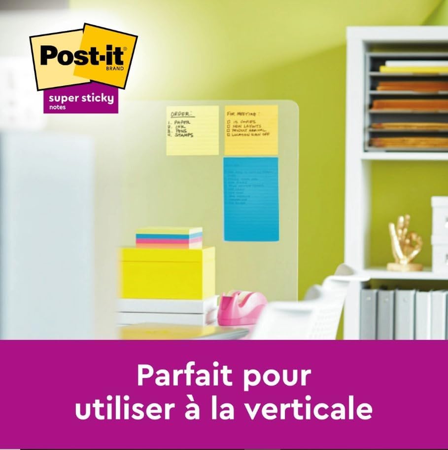 POST-IT Super Sticky — Notes autocollantes lignées 3 blocs 101x152 mm – Image 40