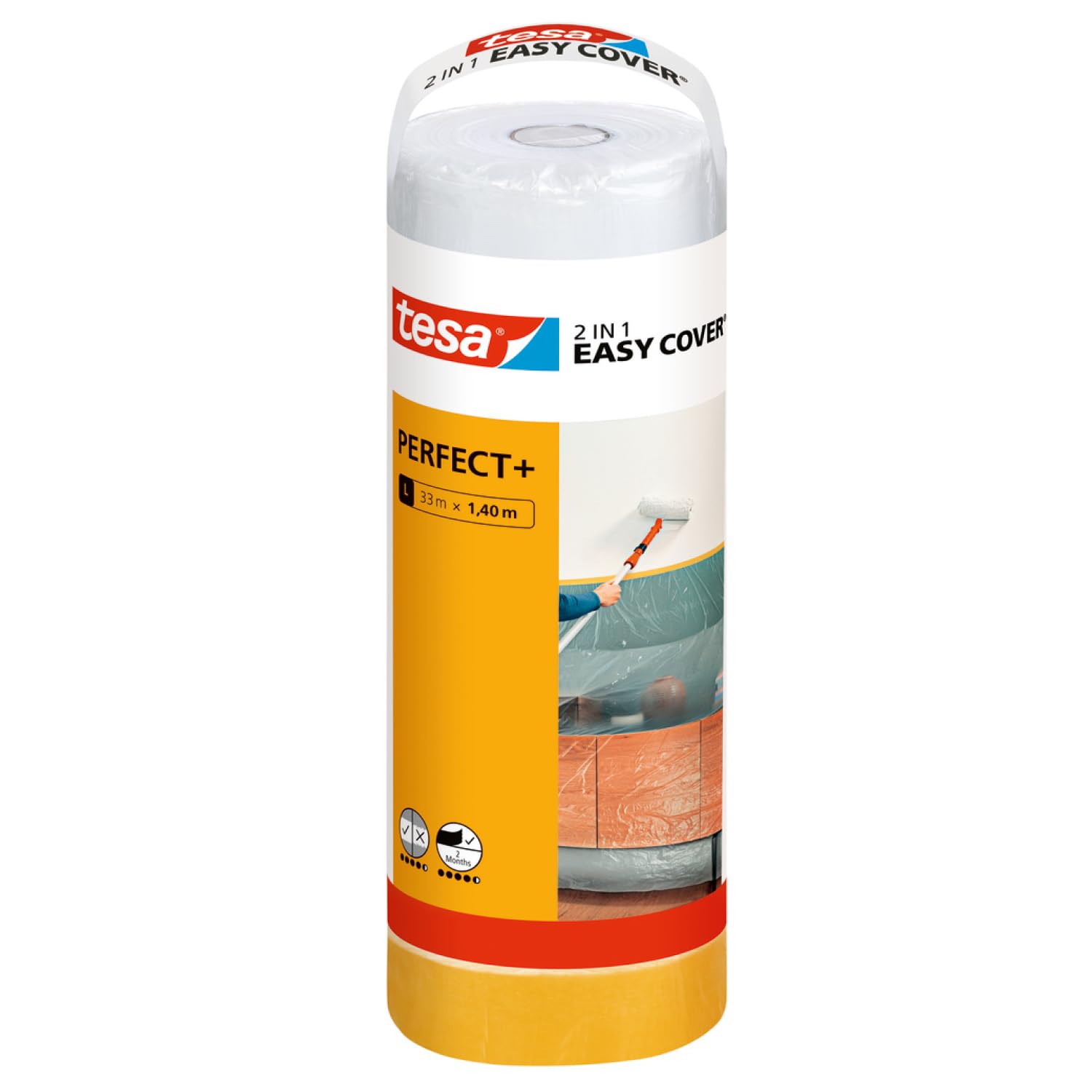 TESA Easy Cover Perfect+ — Ruban de masquage avec film 33 m x 1,40 m