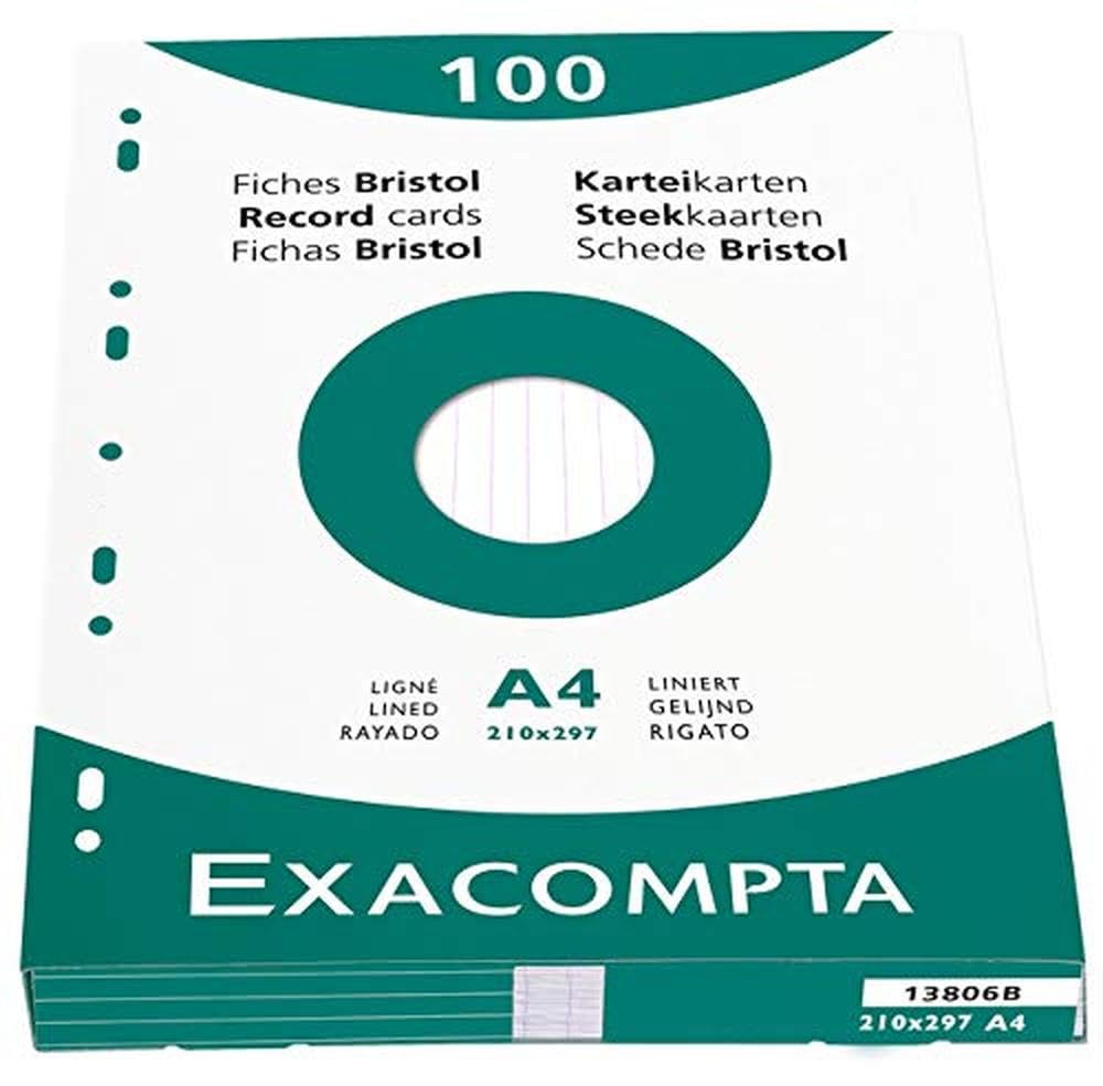 Exacompta Étui de 100 fiches bristol uni non perforé 210x297mm Jaune – Image 11