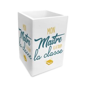 STC — Pot à crayons en bois Maître Classe 8 x 12 cm blanc