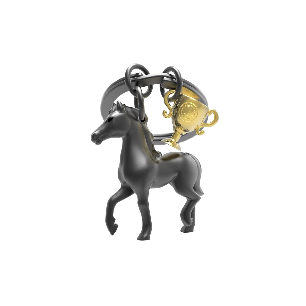 METALMORPHOSE — Porte-clés Cheval noir et trophée doré