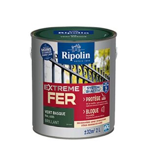 RIPOLIN — Peinture fer extérieur antirouille brillant 2 L vert basque
