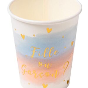 ARTYFETES — 8 Gobelets Gender Reveal pastel et dorés