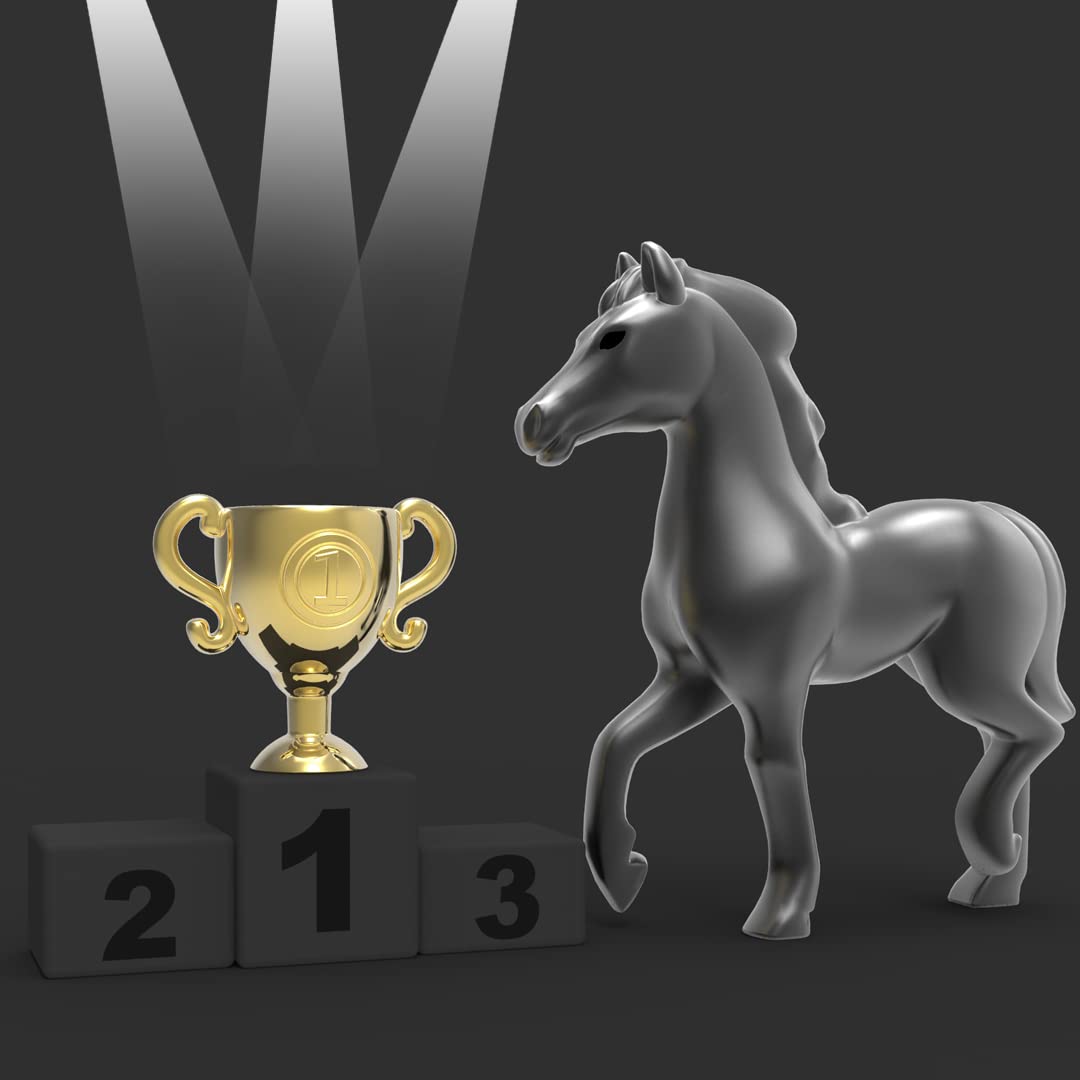 METALMORPHOSE — Porte-clés Cheval noir et trophée doré – Image 25