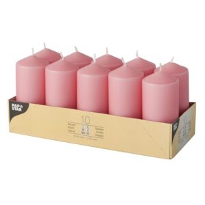 STUMPENKERZEN — Lot de 10 bougies Ø40 x 90 mm rose bali