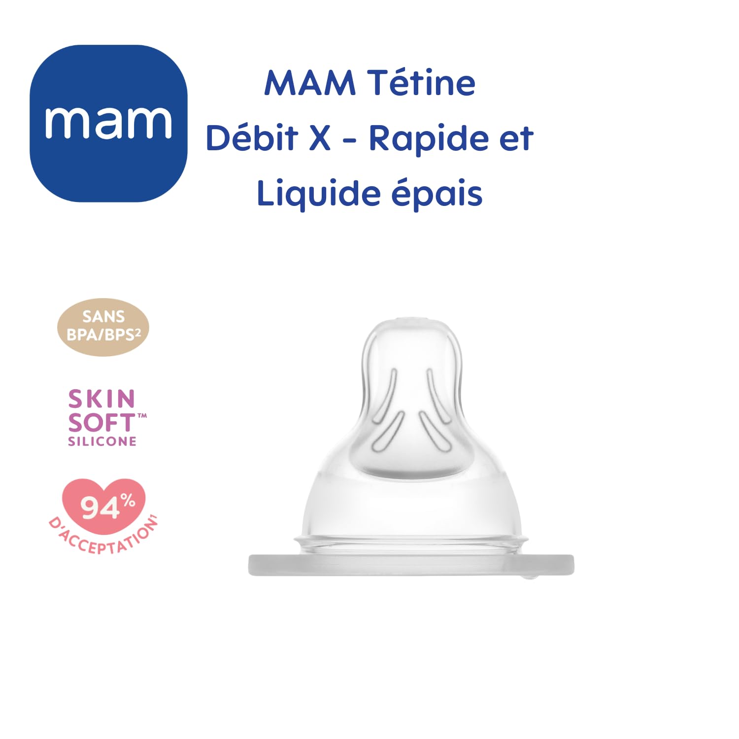 MAM Lot de 2 Tétines Anatomiques en Silicone, Débit Rapide, 6M+ – Image 7