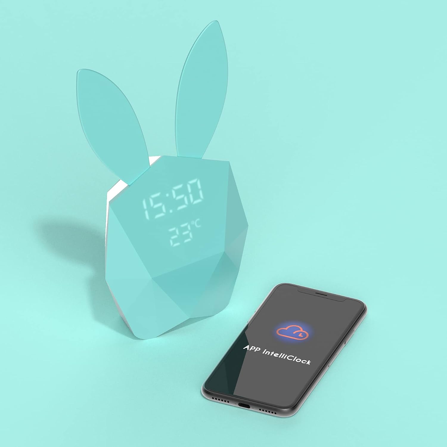 MOB Cutie Clock Connect — Réveil connecté veilleuse turquoise – Image 5
