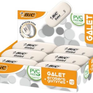BIC Galet — Gommes blanches sans PVC boîte de 12
