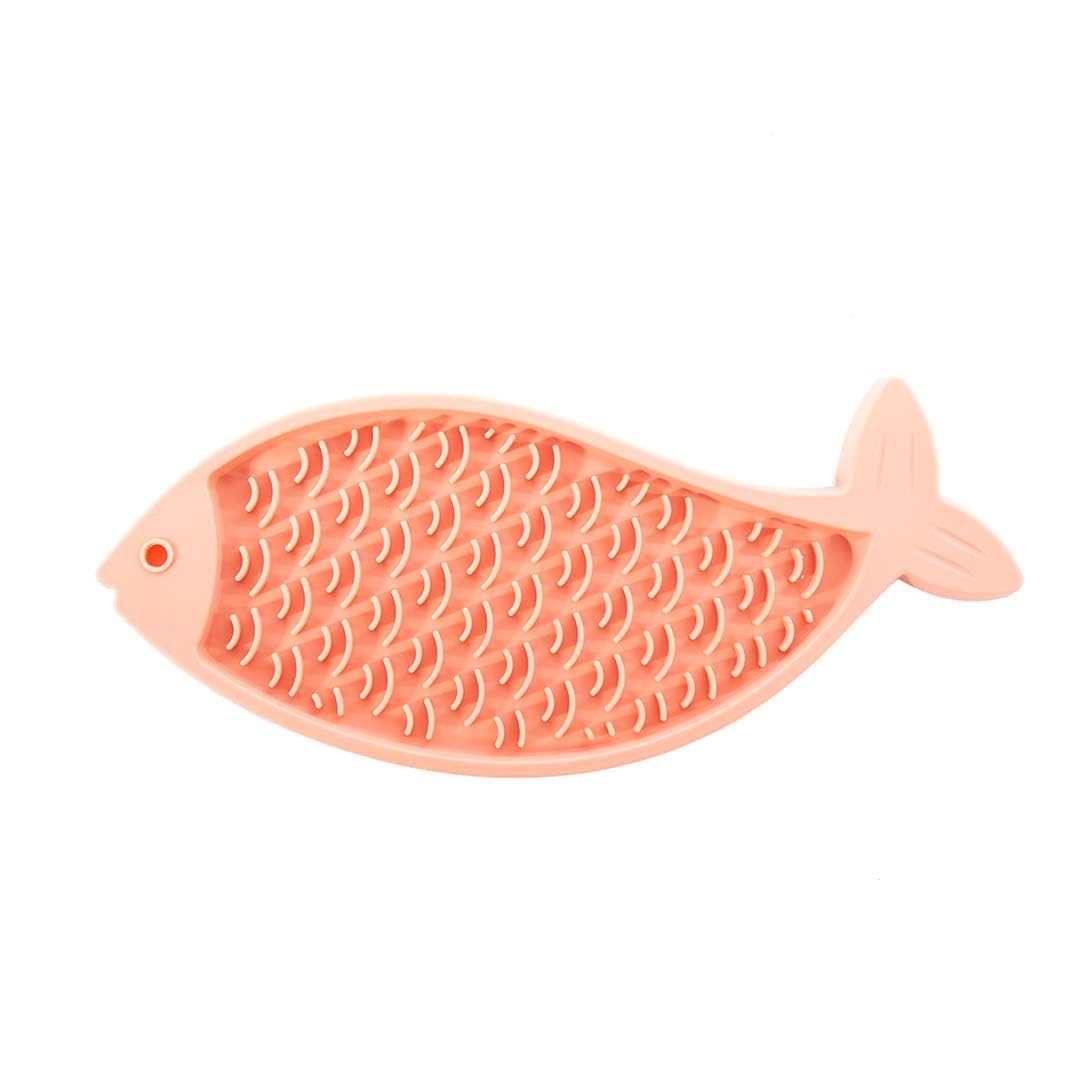 Tapis de léchage — Silicone forme poisson 22 x 13 cm Rose – Image 7
