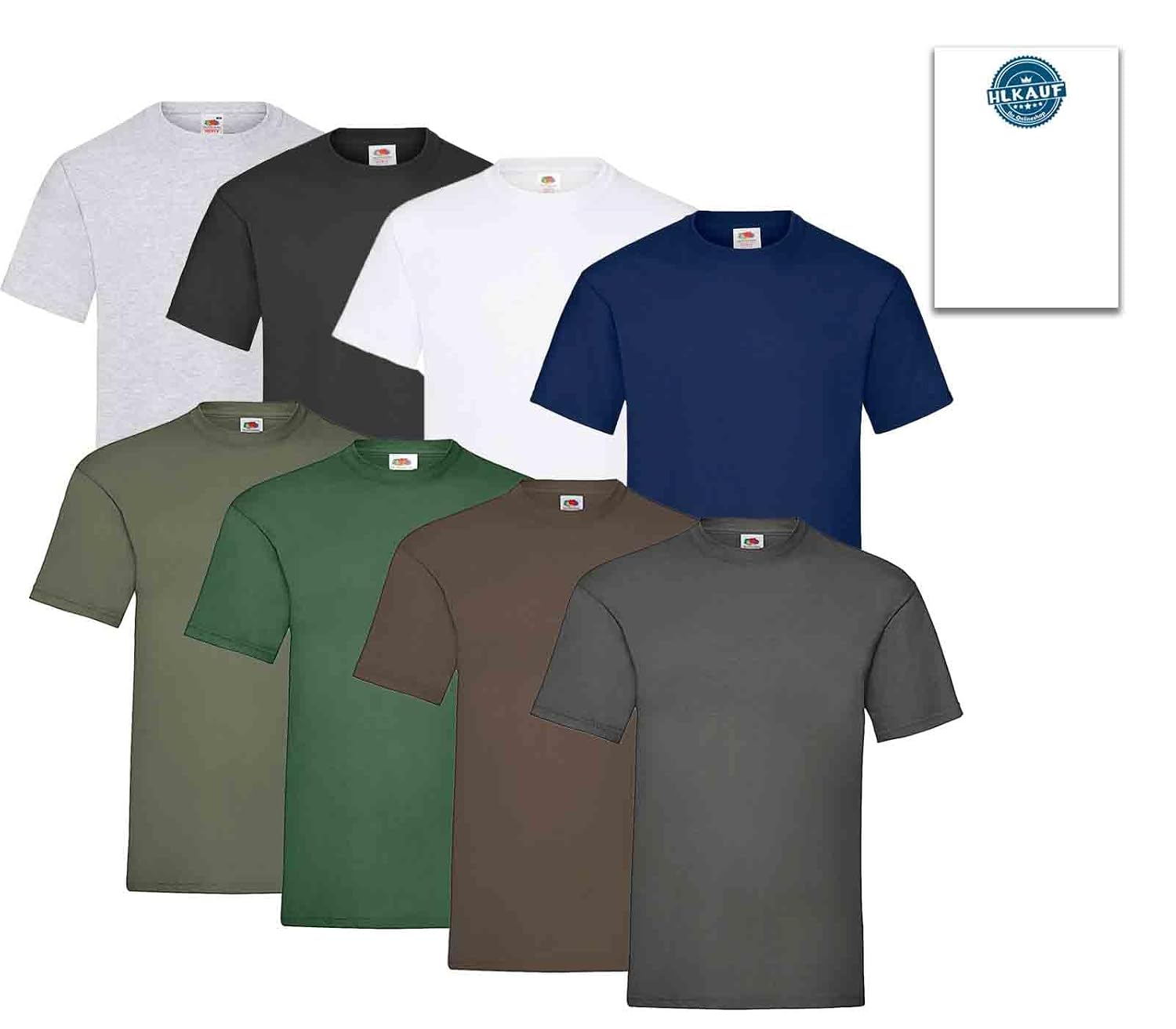 Fruit of the Loom Lot de 3 t-shirts pour homme Taille 3XL (3 x gris) Avec 1 bloc-notes HL Kauf – Image 3