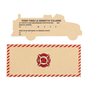 Alternative view of ARTYFETES — 8 Cartons d’Invitation Pompier 18x7cm