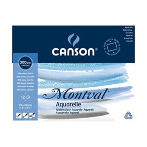 CANSON Montval — Bloc papier aquarelle 12 feuilles 19 x 24 cm