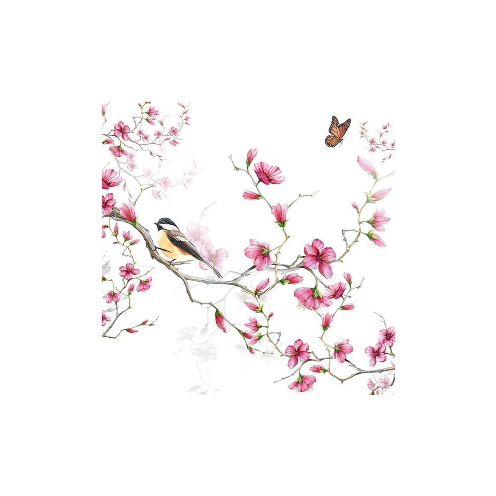 AMBIENTE — Lot de 20 Serviettes Oiseau Cerisier 33x33 cm – Image 4
