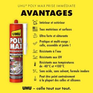 Alternative view of UHU Poly Max — Mastic-colle de fixation blanc 425 g