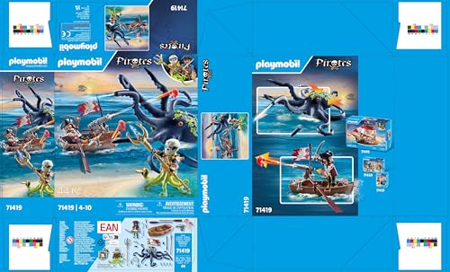 Playmobil 71419 Pirate avec Pieuvre géante, Comprend Deux Personnages, Une Pieuvre géante Qui pulvérise de l'eau, Un Bateau à rames et de Nombreux Accessoires, Univers Pirates, pour Enfants dès 4 Ans – Image 24