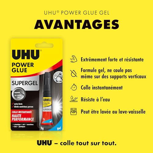 UHU Power Glue Gel — Colle instantanée transparente 2x3g – Image 2