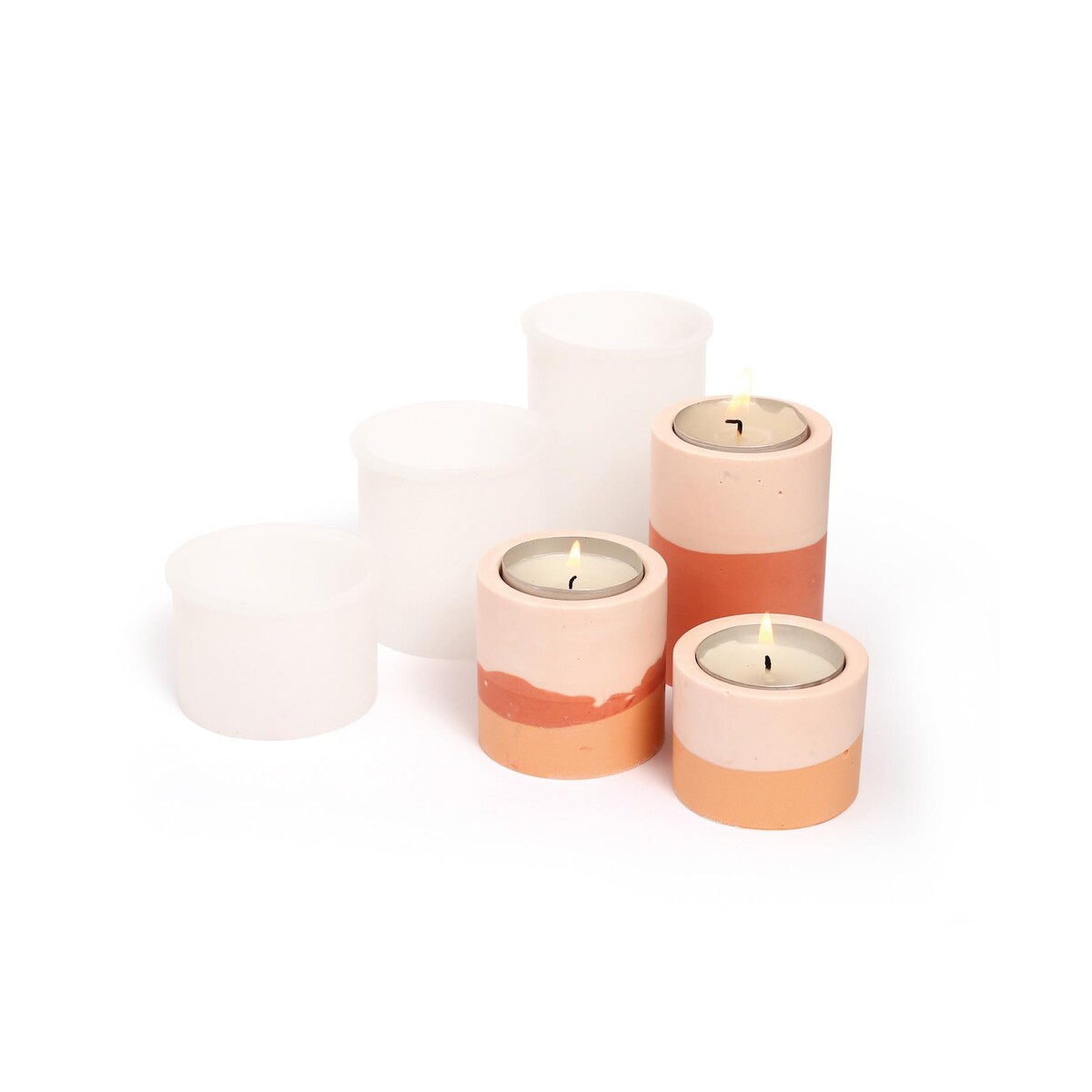 JESMONITE — Moule en Silicone Porte-Bougies x3