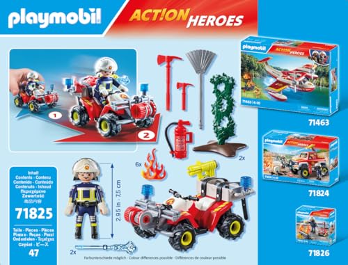 PLAYMOBIL Action Heroes — Quad de pompiers avec canon à eau – Image 2