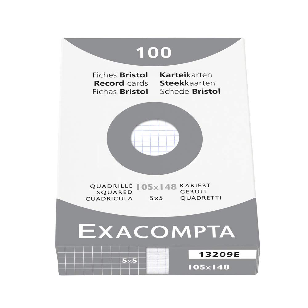 Exacompta - Réf. 13209E - Étui de 100 fiches bristol quadrillées 5x5 non perforées - format 105 x 148 mm - compatibles avec imprimante jet d'encre, laser et photocopieur - couleur blanc – Image 8