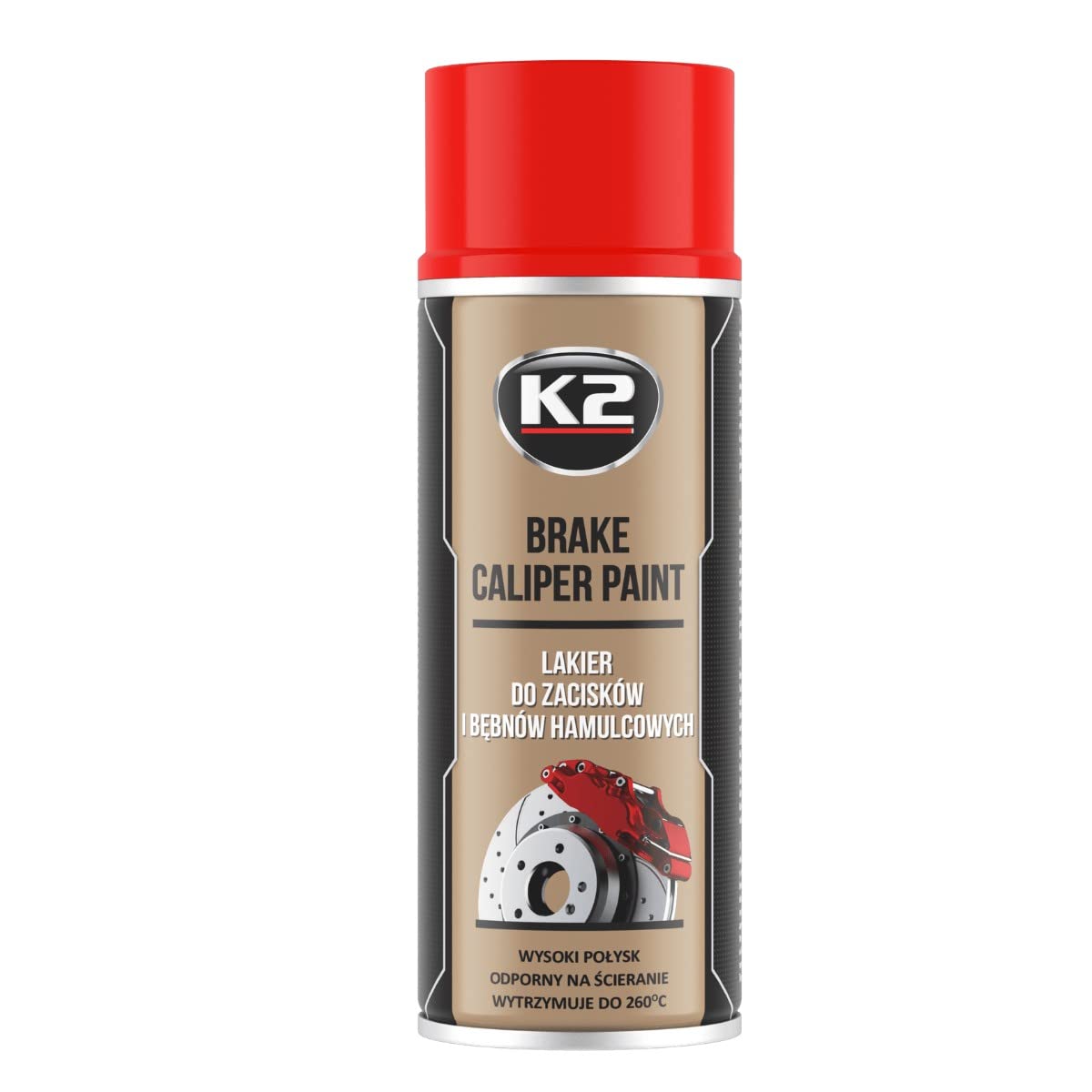 K2 Pro — Peinture spray étrier de frein rouge 400 ml