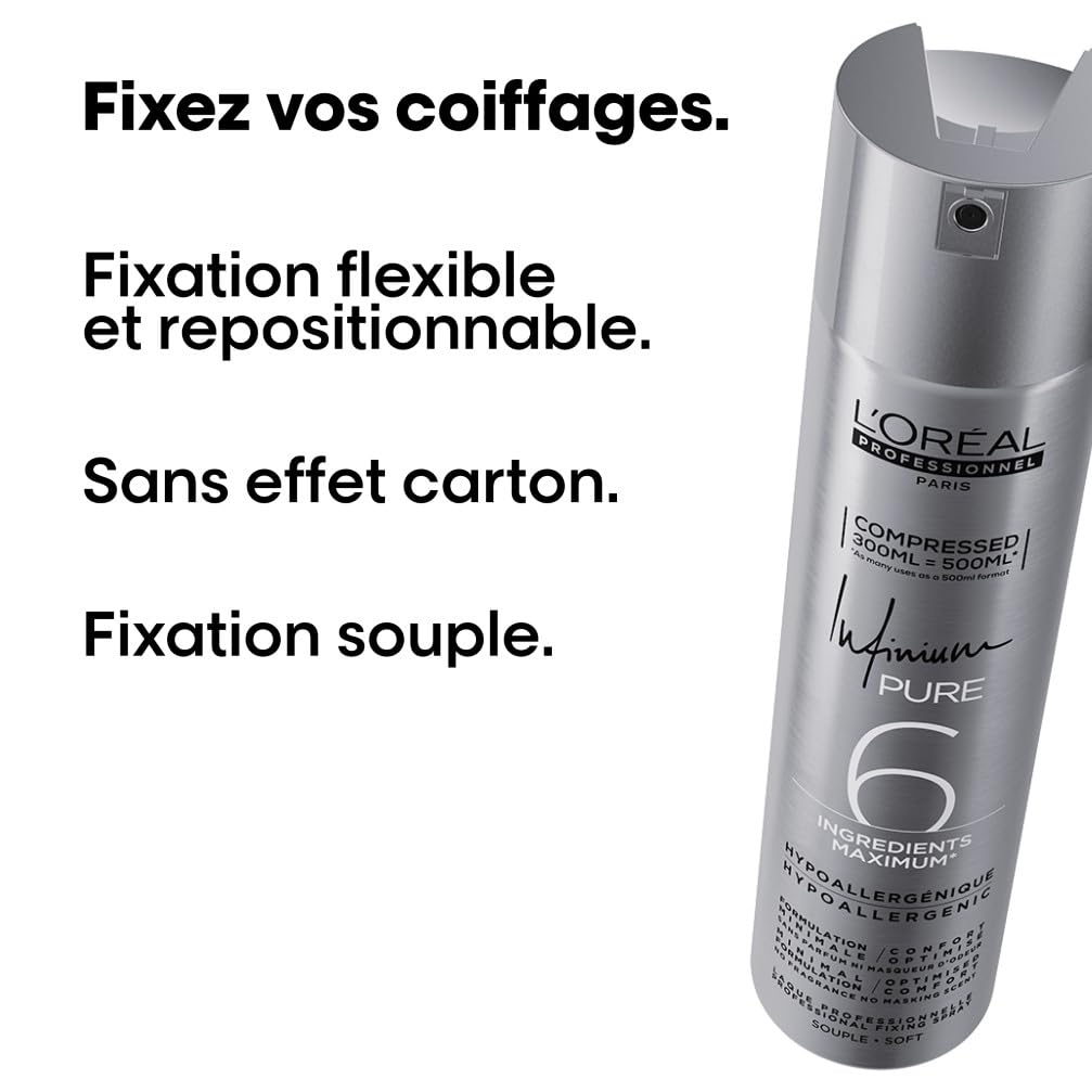 L'ORÉAL PROFESSIONNEL Infinium Pure — Laque fixation souple 300 ml – Image 2