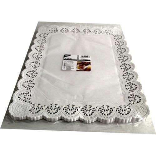 PAPSTAR — Papiers dentelle rectangulaires 40 x 30 cm blancs