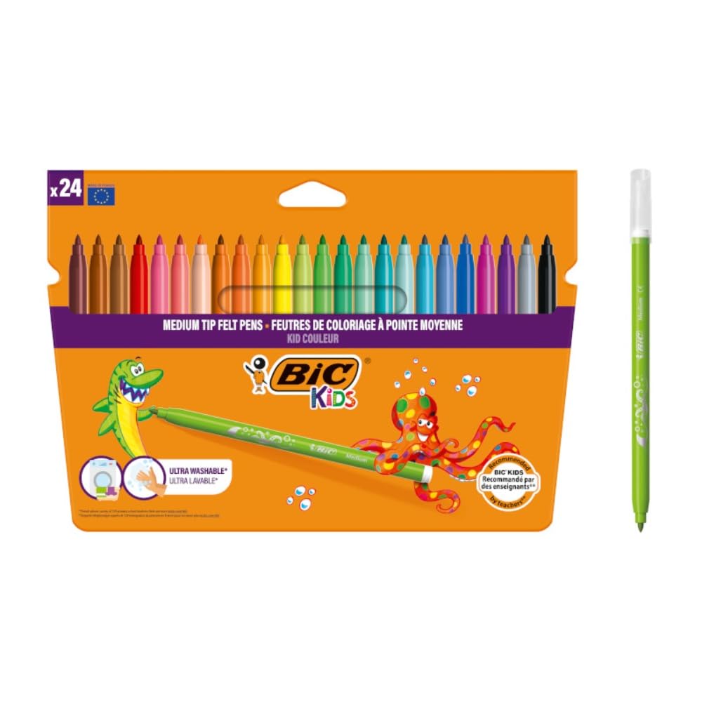 BIC Kids Kid Couleur — 24 Feutres de Coloriage Lavables