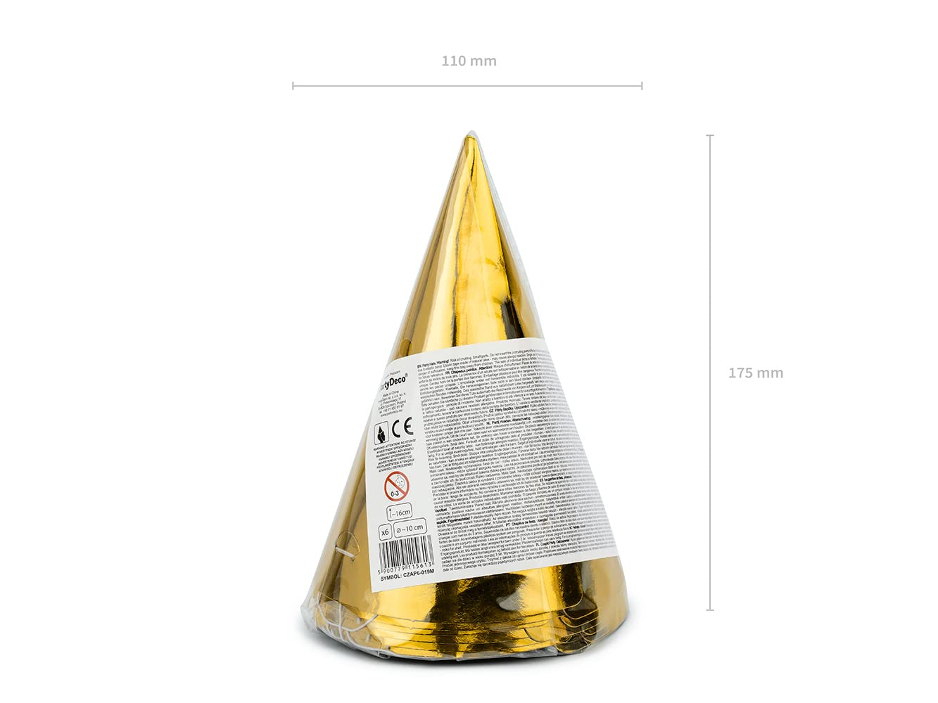 SANS MARQUE — 6 Chapeaux de fête dorés 16 cm Taille unique – Image 16
