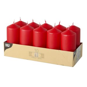 PAPSTAR — Bougies piliers rouges (lot de 10)