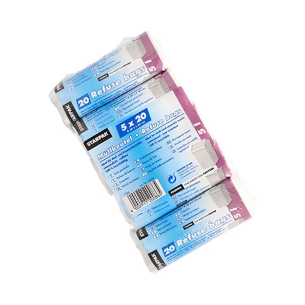 PAPSTAR — 100 sacs poubelle LDPE 5 L blancs 44 x 36 cm