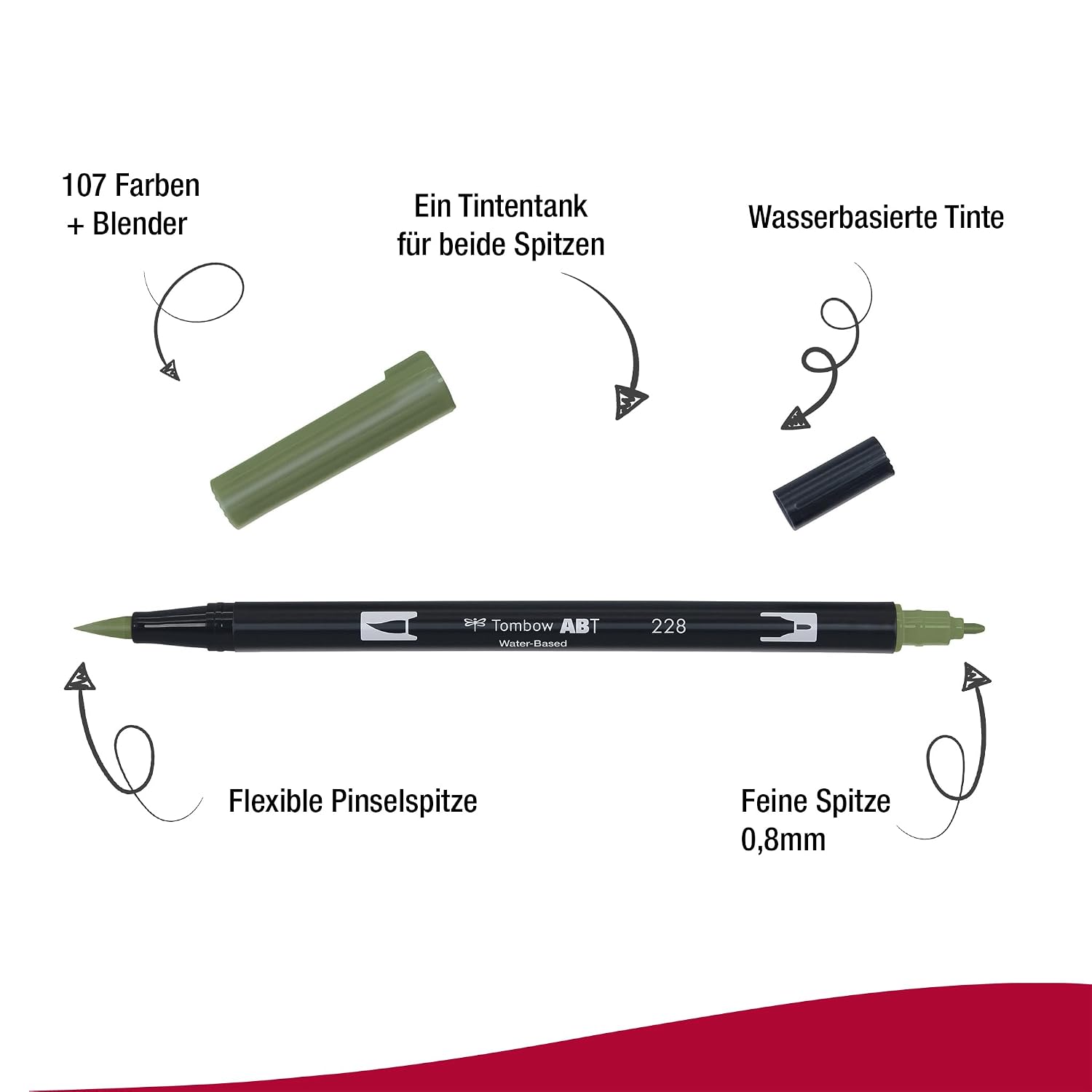 TOMBOW ABT-228 — Feutre pinceau à 2 pointes Gris Vert – Image 67
