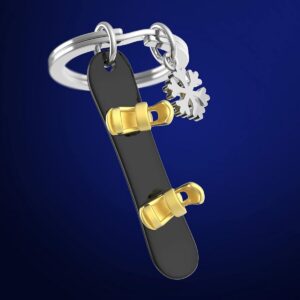 Alternative view of METALMORPHOSE — Porte-clés Métal 3D Snowboard & Flocon